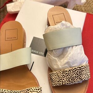 Dolce Vita Mint and Animal Print Sandals